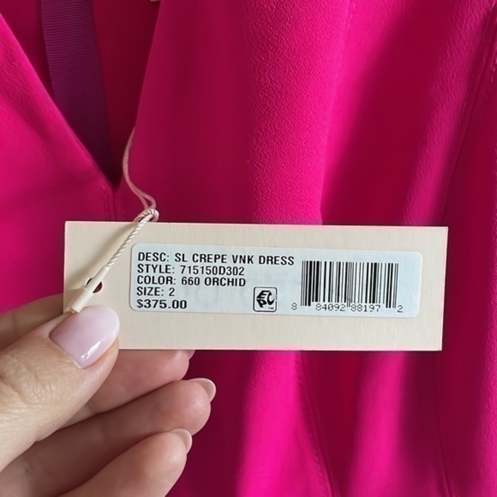 NWT Rebecca Taylor crêpe V-neck dress orchid color size 2 - Picture 7 of 9